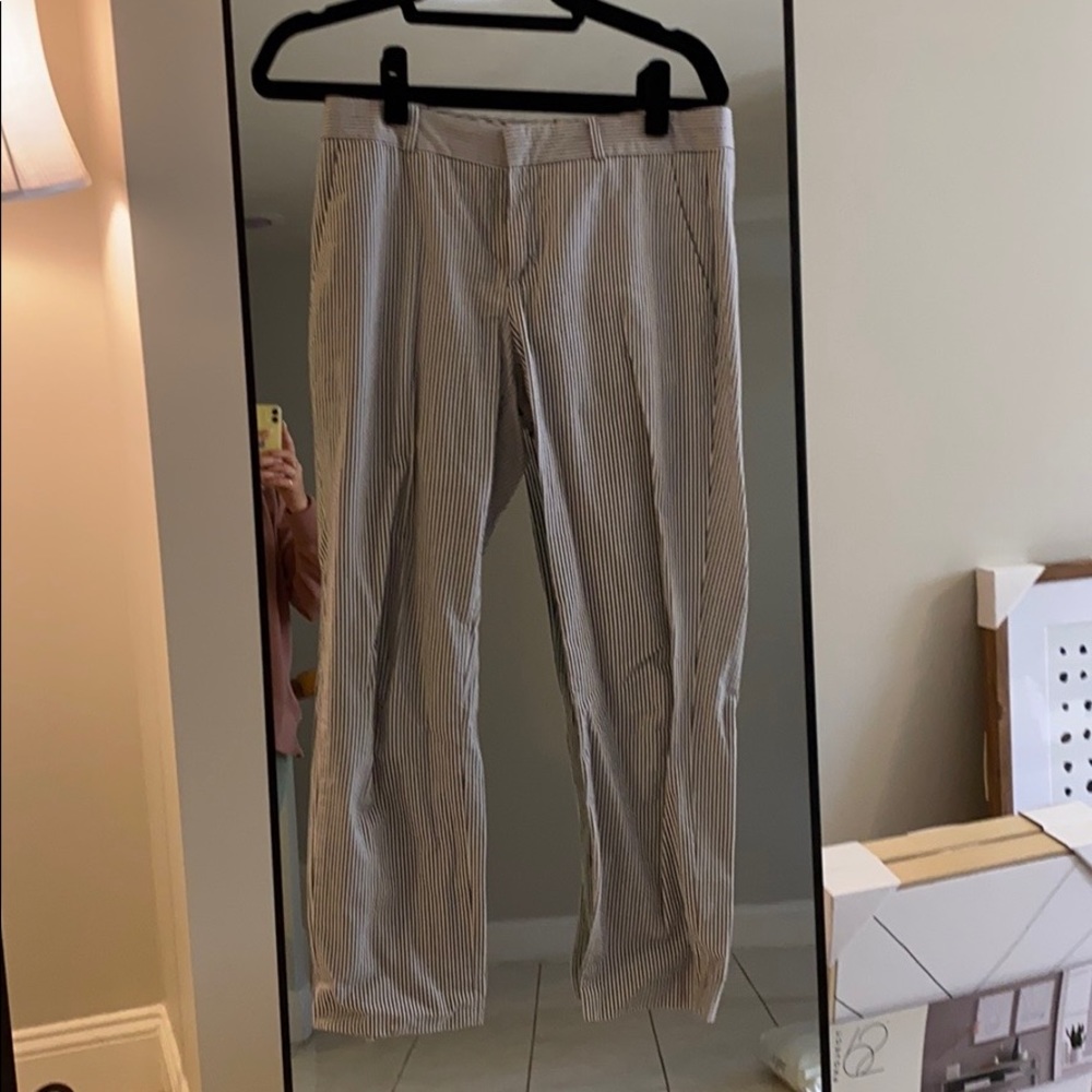 Seersucker ankle crop dress pants